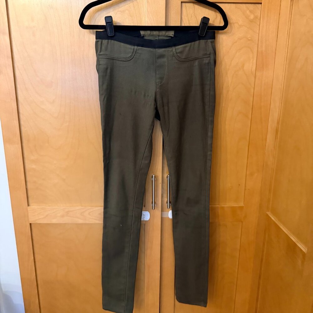 Helmut Lang Coated Skinny Pants – Olive / Army Green – Leather Look – Size 26